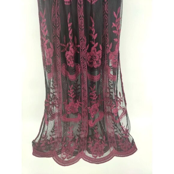 Cloud Ten Canyon Lace Black Romper Dress with Maroon Embroidery Dress Shorts Siz - Picture 12 of 16